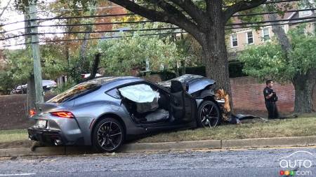 A wrecked 2020 Toyota Supra Launch Edition